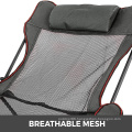 Gray best large folding chair with Footrest Mesh Lounge Chair with Cup Holder and Storage Bag